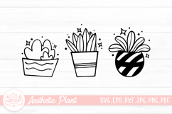 Aesthetic House Plant Black And White Doodle Sticker Product Image 1