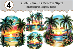 Aesthetic Sunset &amp; Palm Tree Clipart Product Image 1