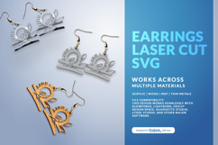 Aesthetic Zodiac Earrings Laser Cut SVG - Libra Product Image 3