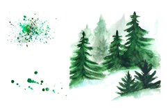 Watercolor Forest, Tree Clipart PNG, landscape clipart Product Image 2