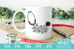 Floral Stethoscope SVG File, Nurse, Doctor, Medical Product Image 4