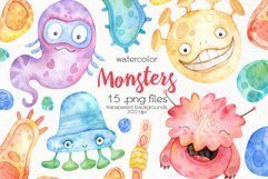 Watercolor Monsters Clipart - PNG Files Product Image 1