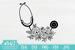Floral Stethoscope SVG File, Nurse, Doctor, Medical Product Image 2