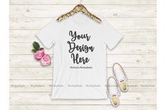 White Shirt Mock Up, Bride Bella Canvas 3001 Tshirt Mockup Product Image 1