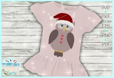 Girly Owl with Santa Hat SVG Dxf Eps Png PDF Files Product Image 3