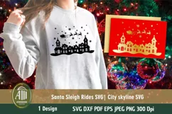 Santa sleigh rides SVG|Christmas SVG|Cityscape|City skyline Product Image 1
