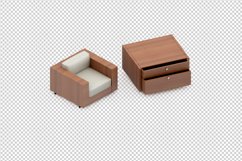 Isometric Arm Chair 3D isolated render Product Image 1