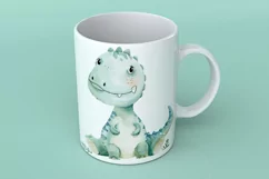 Watercolor Cute Tyrannosaurus Dinosaur Cartoon Product Image 1
