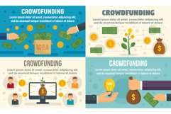 Crowdfunding invest banner set, flat style Product Image 1