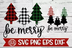 SVG - Be Merry - Christmas Tree - Plaid - SVG PNG EPS DXF Product Image 2