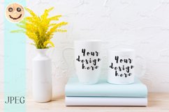 Two white coffee and cappuccino mug mockup with ornamental Product Image 1