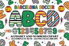 Barcelona Soccer Alphabet png clipart, soccer letters doodle Product Image 1