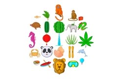 Safari icons set, cartoon style Product Image 1