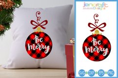 Plaid Ornament Be Merry Christmas SVG Product Image 1