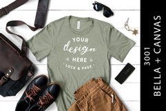 Masculine Bella Canvas 3001 Heather Stone Male TShirt Mockup Product Image 1