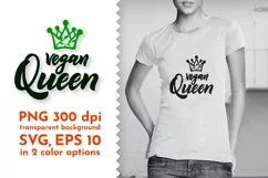 Vegan svg quotes Vegan Queen with crown, leaves. Cut files Product Image 1