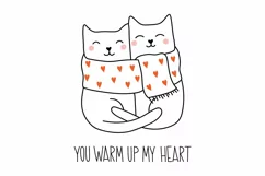 Valentines svg. Cats with lettering- You warm up my heart. Product Image 2