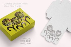 Cuttable Rectangular Gift Box with Three Flowers Holes SVG Product Image 2