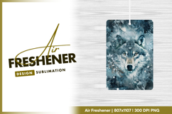 Wolf portrait in winter wonderland scene air freshener png Product Image 1