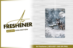 Winter wolf under full moon fantasy scene air freshener png Product Image 1