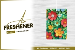 Colorful paper flowers and leaves on green air freshener Product Image 1