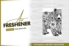 Floral bear intricate black and white design air freshener Product Image 1