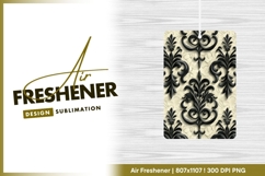 Black floral damask on beige textured air freshener Product Image 1
