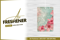 Pink cherry blossoms on teal grunge background Air Freshener Product Image 1