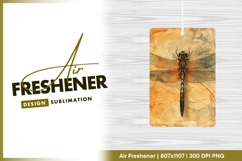 Vintage style dragonfly on textured brown air freshener png Product Image 1