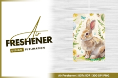 Watercolor rabbit among flowers easter air freshener Product Image 1