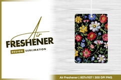 Vibrant floral embroidery pattern on black air freshener png Product Image 1
