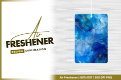 Blue and gold alcohol ink abstract air freshener PNG Product Image 1