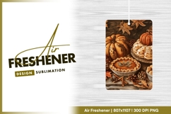 Autumn Still Life with Pumpkins Pies Leaves air freshener Product Image 1