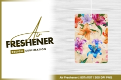 Colorful Lily Flowers Pattern on Beige air freshener Product Image 1