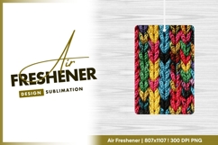 Close up of a vibrant knitted textile pattern air freshener Product Image 1