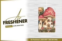 Watercolor illustration of mushroom houses air freshener Product Image 1