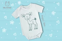 Baby Deer with Flowers Crown Svg , Favn Cut File Product Image 6