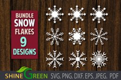 Snowflake SVG Bundle - Winter, Christmas Clipart - 9 Designs Product Image 1