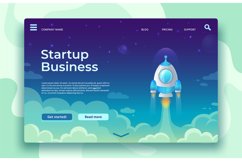 Startup launch landing page. Rocket launch, easy business st Product Image 1