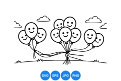 Hand Drawn Smiling Balloon Clipart Illustration Product Image 1