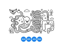 Hand Drawn Digestive System Maze Illustration Product Image 1