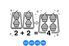 Hand Drawn Cupcake Math Illustration Clipart Product Image 1