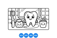 Cute Dental Hygiene Clipart With Toothbrush And Tooth Product Image 1