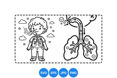 Educational Child Lung Respiration Diagram Svg Illustration Product Image 1
