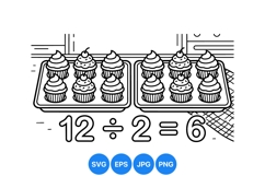 Educational Cupcake Division Math Coloring Illustration Product Image 1
