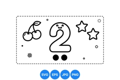 Playful Cute Number Two Cartoon Illustration SVG Product Image 1