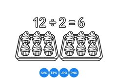 Educational Math Division Cupcake SVG Clipart Product Image 1