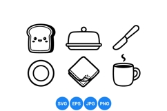 Cute Breakfast Icon SVG Clipart For Kitchen Art Product Image 1