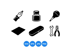 Vintage Ink Pen and Tool Icon SVG Product Image 1