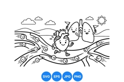 Cute Running Heart And Lungs Medical Illustration Product Image 1